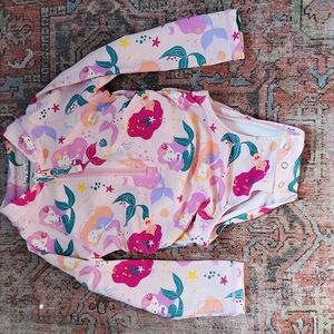 Mermaid Print Kids Swim Rashguard - Pink